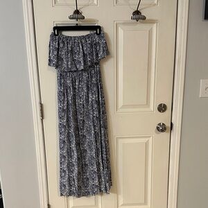 Strapless Blue Patterned Dress
